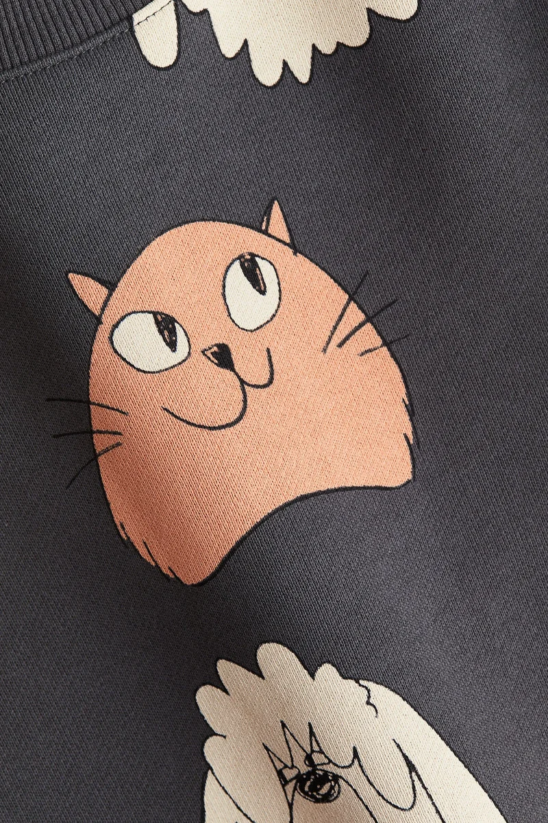 اتش اند ام بلوزة مطبوعة من القطن السميك