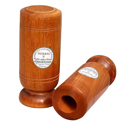 santarms Wooden Ayurvedic Vijaysar Tumbler for Diabetes, Joint Pains, and Blood Sugar Control Made of Natural Wood Pack of 1 - Image 1