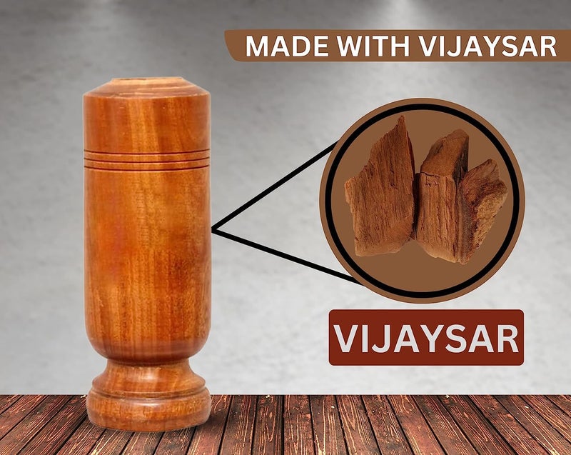 santarms Wooden Ayurvedic Vijaysar Tumbler for Diabetes, Joint Pains, and Blood Sugar Control Made of Natural Wood Pack of 1 - Image 3