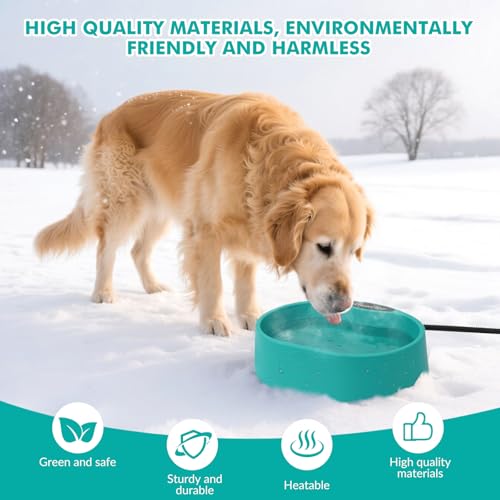 ZOCHIXEL 3.7L Heated Water Bowl for Dog & Cat, Outdoor Heated Dog Bowl, Large Waterproof Heated Warming Pet Bowl for Outside, Anti-Freeze Heated Pet Water Dish for Rabbit, Chicken, Duck, Squirrel (35 Watts) - Image 3