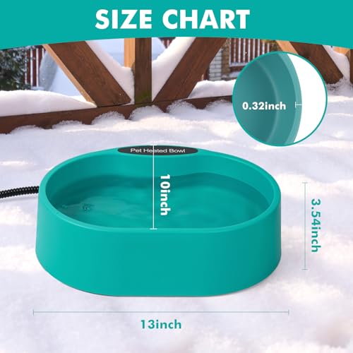 ZOCHIXEL 3.7L Heated Water Bowl for Dog & Cat, Outdoor Heated Dog Bowl, Large Waterproof Heated Warming Pet Bowl for Outside, Anti-Freeze Heated Pet Water Dish for Rabbit, Chicken, Duck, Squirrel (35 Watts) - Image 5