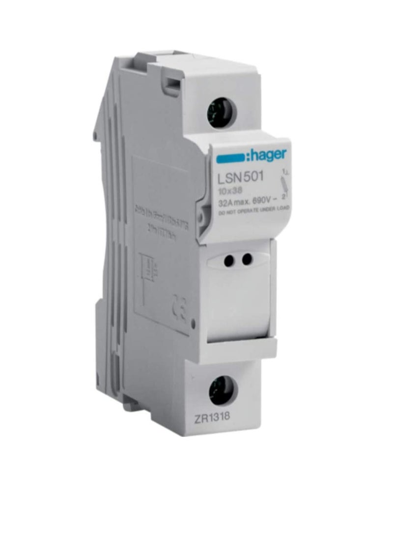 Hager Hager DB Rail Mounded Fuse Holder Type L38 1P 32A 1 Modules 690V - LSN501  - Image 3