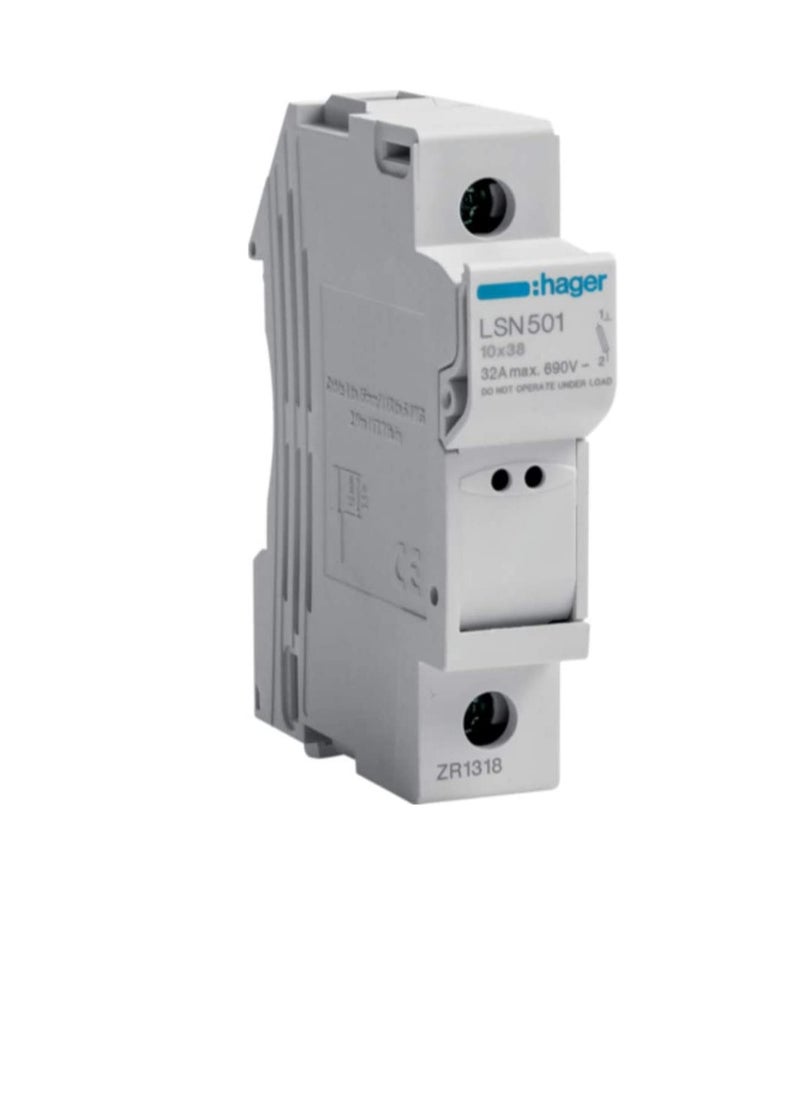 Hager Hager DB Rail Mounded Fuse Holder Type L38 1P 32A 1 Modules 690V - LSN501  - Image 1