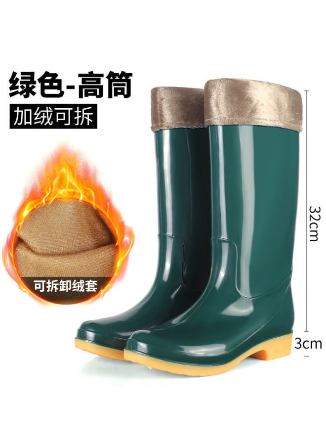 High-top Rain Boots Women's Korean-style Non-slip Rubber Shoes Water Boots Urban Water Shoes Fashionable Overshoes Mid-short Rain Boots Rubber Shoes