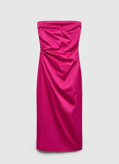 MANGO Draped Strapless Dress  - Image 4