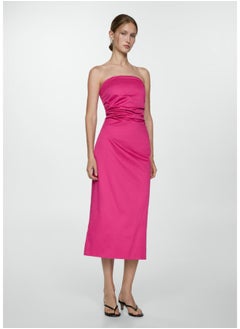 MANGO Draped Strapless Dress  - Image 1