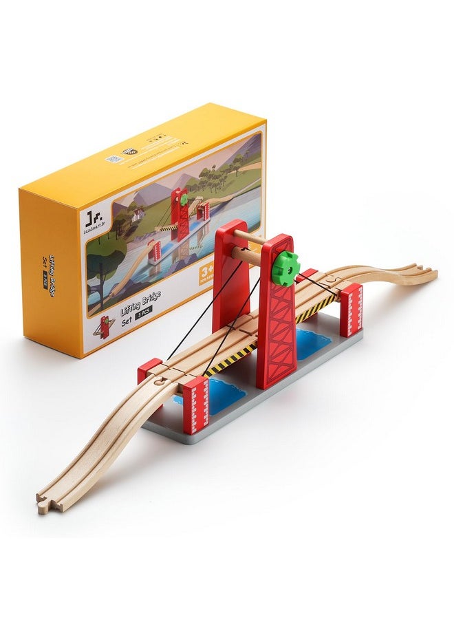 SainSmart Jr. SainSmart Jr. Wooden Train Set Accessories, Lifting Bridge Set, Compatible with Brio, Thomas, Melissa and Doug  - Image 1