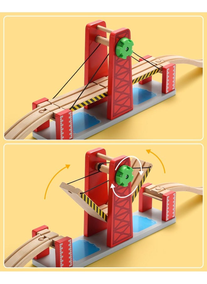 SainSmart Jr. SainSmart Jr. Wooden Train Set Accessories, Lifting Bridge Set, Compatible with Brio, Thomas, Melissa and Doug  - Image 2