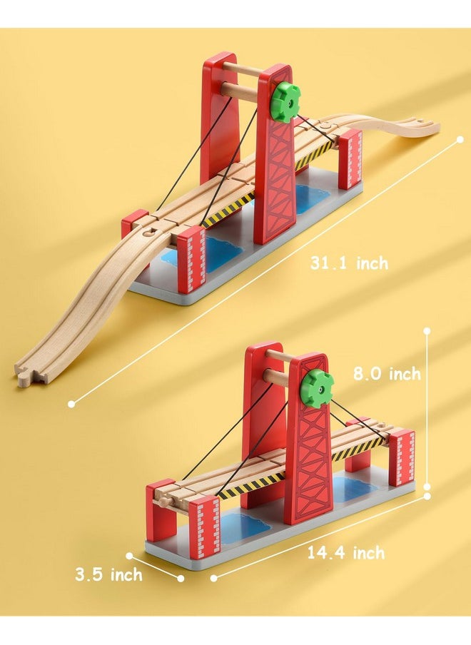SainSmart Jr. SainSmart Jr. Wooden Train Set Accessories, Lifting Bridge Set, Compatible with Brio, Thomas, Melissa and Doug  - Image 4