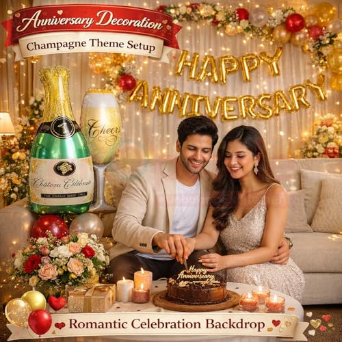 Propsicle 36 Inch Champagne Bottle & Wine Glass Foil Balloons Pack of 2, Gold Party Decoration Set for Bachelorette, Anniversary, Adult Birthday Celebration, Supports Air & Helium Inflation - Image 4