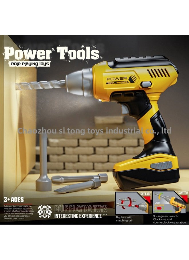 Generic - Boy Toy Power Tools Chainsaw Electric Drill Safety Helmet Folding Flashlight Toy Play House-Color:Tool Portable Box [configuration As Shown In Figure]] - Image 1