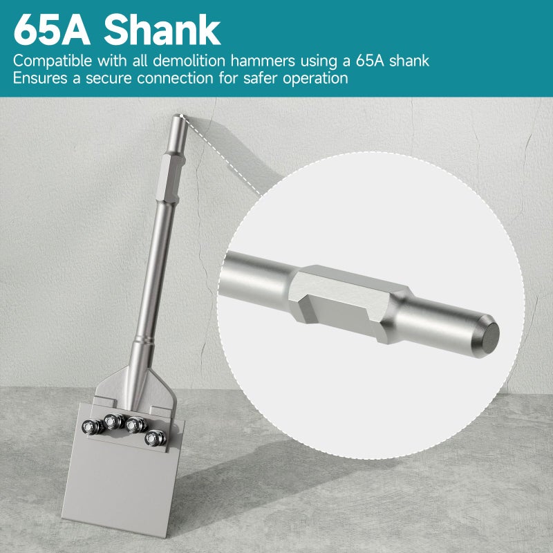 YOSIGHT 65A Shank 6 Inch Wide Floor Scraper Chisel Bit - 24" Long Alloy Steel Jack Hammer Drill Bit Blade Scraper, Spring-loaded Bolt Reinforcement, Removal Tools for Tile Thinset Hardwood Adhesive - Image 4