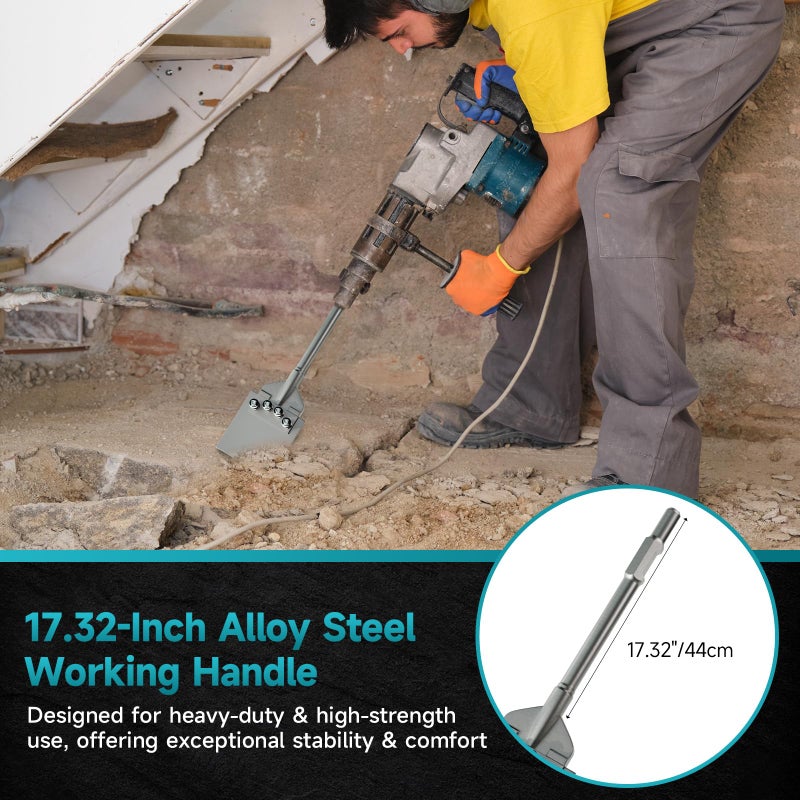 YOSIGHT 65A Shank 6 Inch Wide Floor Scraper Chisel Bit - 24" Long Alloy Steel Jack Hammer Drill Bit Blade Scraper, Spring-loaded Bolt Reinforcement, Removal Tools for Tile Thinset Hardwood Adhesive - Image 5
