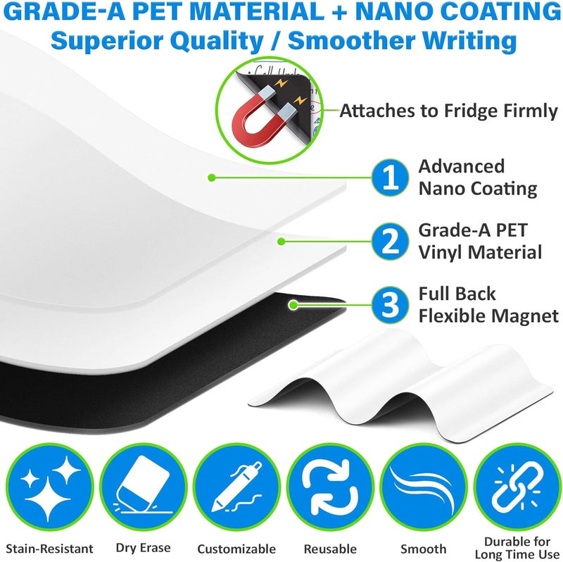 YES4QUALITY Extra Large Magnetic Dry Erase White Board Sheet for Fridge - 29x21 - Stain Resistant Technology with 3 Markers & Big Eraser with Magnet - Refrigerator Whiteboard Planner Organizer - by - Image 3
