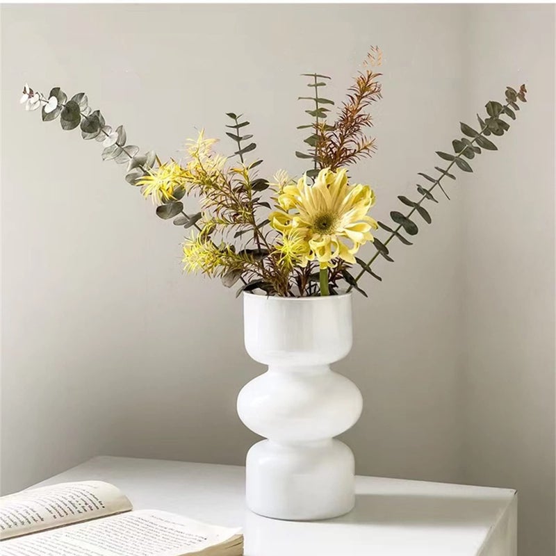 JSPYFITS Glass Hydroponic Flower Vase  7 Inches Colored Glass Bubble Vase for Flower  Three-Layer Glass Funky Vase for Home/Office/Weddings/Party Table Flower Decor (White) - Image 5