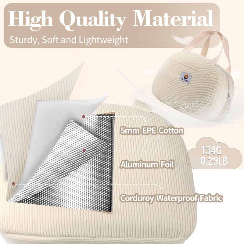 CaCTOUR Lunch Bag Lunch Box for Women Girls Teens, Cute Lunch Box Cooler Bag,Portable Small Reusable Corduroy Insulated LunchBox for Work/Travel/Picnic/School (Beige) - Image 3
