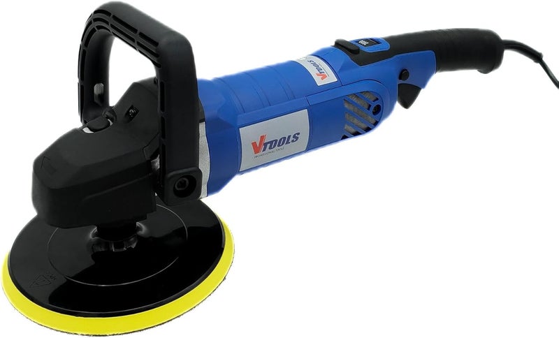 VTOOLS 1300W 180Mm Electric Polisher, 600 Up To 3300Rpm, With 7 Variable Speed And Detachable Handle, Perfect For Car And Boat Polishing, Blue, Vt1601 - Image 2