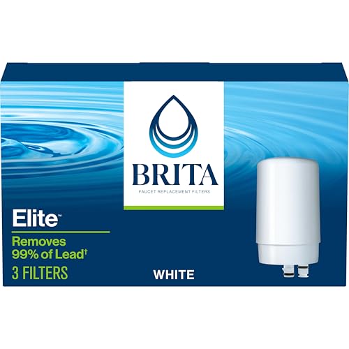 Brita Faucet Water Filter for Sink Water Filtration System, BPA-Free, Replaces 750 Plastic Water Bottles, Lasts Four Months or 100 Gallons, Includes 3 Filters, White - Image 1