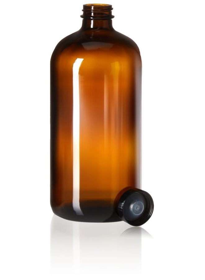kitchentoolz 4 Pack - 32oz Kombucha Bottles - Boston Round Amber Glass Growler Kombucha Bottles- with Phenolic Poly Cone Insert Caps - Tight Seal for Secondary Kombucha Fermentation - Image 2