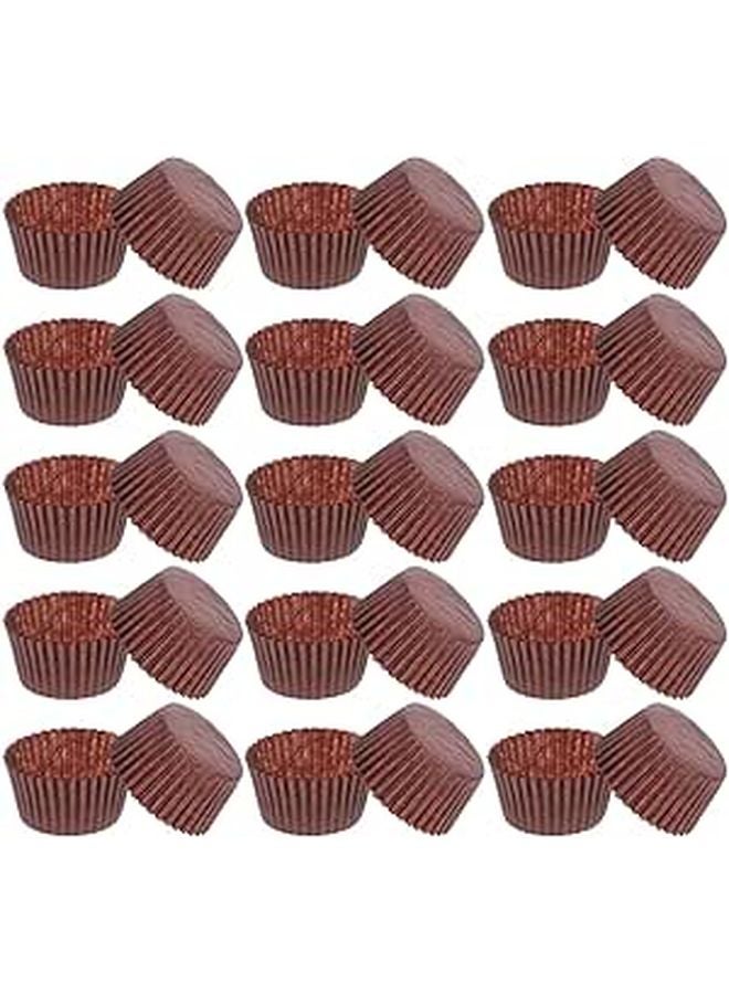 Brown Mini Baking Cup Liners 500 Count For Weddings Birthdays Showers Coffee Small Cake Paper Cups - Image 1
