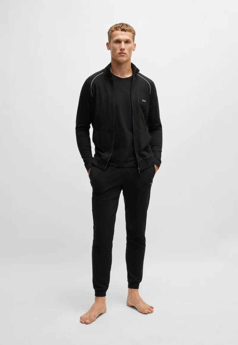 BOSS Stretch-cotton tracksuit bottoms with embroidered logo
