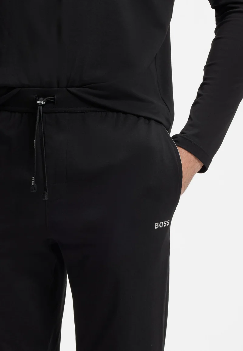 BOSS Stretch-cotton tracksuit bottoms with embroidered logo