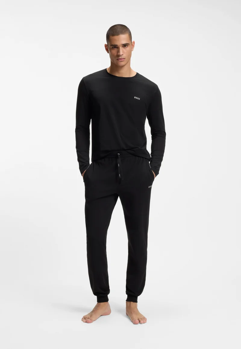 BOSS Stretch-cotton tracksuit bottoms with embroidered logo