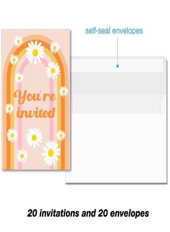 Soiceu Cute Five is a Vibe Groovy 5th Birthday Party Invitations with Envelopes Set of 20 Rainbow 70s Groovy 5 Years Old Birthday Party Invites - Image 5