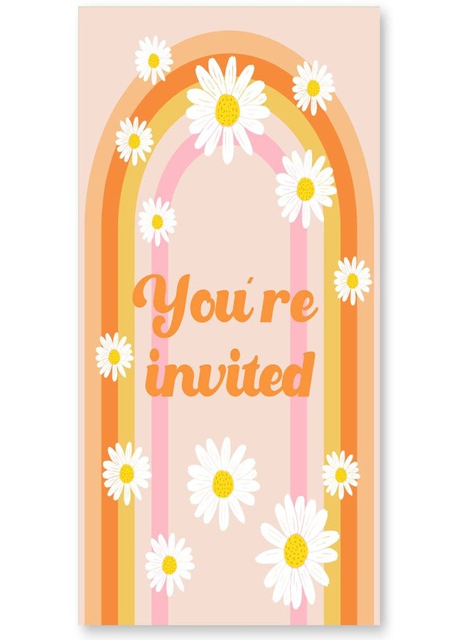 Soiceu Cute Five is a Vibe Groovy 5th Birthday Party Invitations with Envelopes Set of 20 Rainbow 70s Groovy 5 Years Old Birthday Party Invites - Image 4