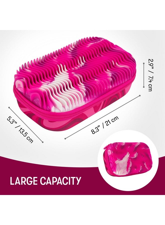 زيبيت علبة أقلام ZIPIT متموجة للبنات | علبة ألعاب فيدجيت | حافظة حسية من السيليكون | حافظة أقلام كبيرة السعة (وردي) - Image 3