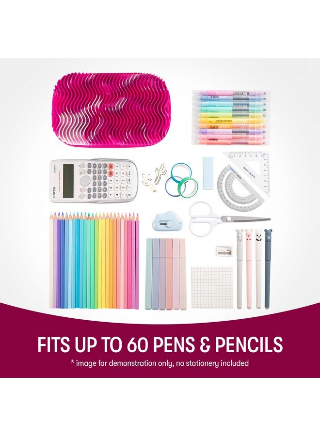 زيبيت علبة أقلام ZIPIT متموجة للبنات | علبة ألعاب فيدجيت | حافظة حسية من السيليكون | حافظة أقلام كبيرة السعة (وردي) - Image 5