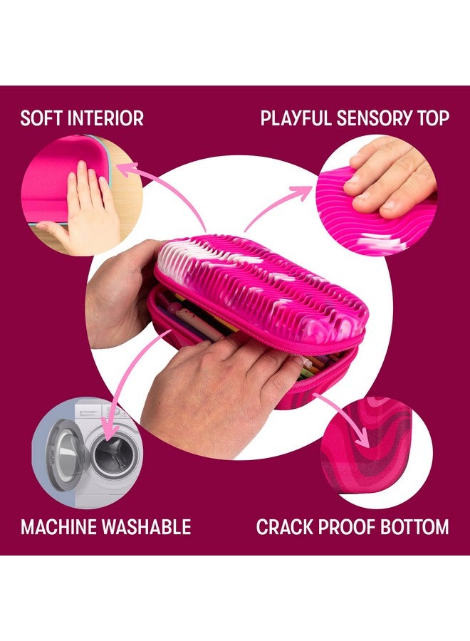 زيبيت علبة أقلام ZIPIT متموجة للبنات | علبة ألعاب فيدجيت | حافظة حسية من السيليكون | حافظة أقلام كبيرة السعة (وردي) - Image 2