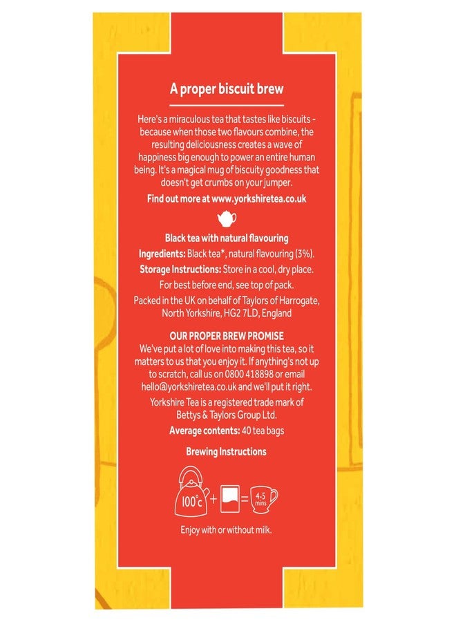 Yorkshire Tea Malty Biscuit Brew, Black Tea, Pillow Tea Bags, 40 Count (Pack of 1), Caffeinated, Enjoy Hot or Iced, 40 Teabags - Image 2