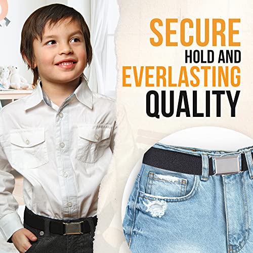 HOLD'EM children’s Elastic silver Buckle Belts Boys girls Toddler Size 2t 3t 4t 5t - Black - Image 4