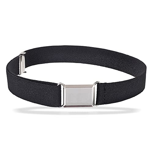 HOLD'EM children’s Elastic silver Buckle Belts Boys girls Toddler Size 2t 3t 4t 5t - Black - Image 1
