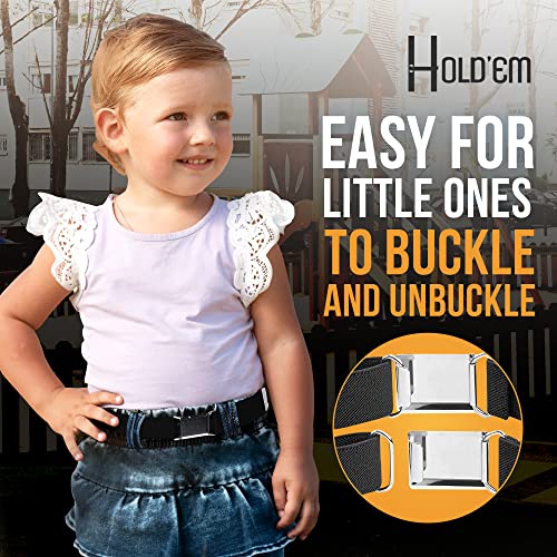 HOLD'EM children’s Elastic silver Buckle Belts Boys girls Toddler Size 2t 3t 4t 5t - Black - Image 5