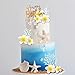 DRWATE 21 PCS Flower Cake Topper Hawaiian Beach Cake Decorations with Starfish Artificial Plumeria Flower for Hawaii Aloha Summer Theme Wedding Birthday White - Image 3
