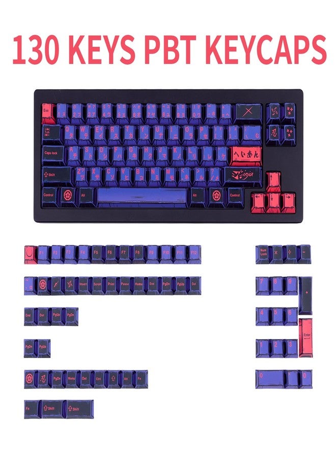 GEKUCAP Purple Japanese PBT Custom Keycaps, 130 Keys Black Purple Manga Key Caps, Cherry Profile Dye Sublimation Keyboard Keycap Set for Cherry MX Gateron Kailh Switches Mechanical Keyboard - Image 2
