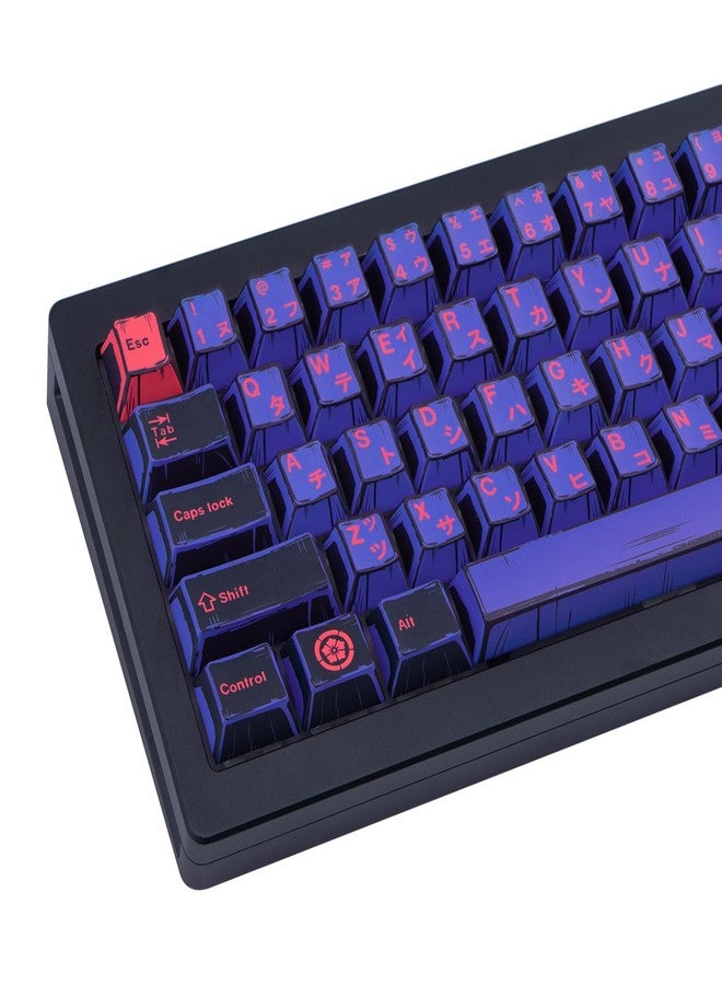 GEKUCAP Purple Japanese PBT Custom Keycaps, 130 Keys Black Purple Manga Key Caps, Cherry Profile Dye Sublimation Keyboard Keycap Set for Cherry MX Gateron Kailh Switches Mechanical Keyboard - Image 1