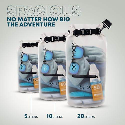 Earth Pak Waterproof Dry Bag with Front Zippered Pocket Keeps Gear Dry for Kayaking Beach Rafting Boating Hiking Camping and Fishing with Waterproof Phone Case - Image 3