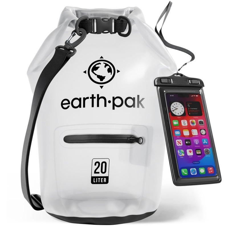 Earth Pak Waterproof Dry Bag with Front Zippered Pocket Keeps Gear Dry for Kayaking Beach Rafting Boating Hiking Camping and Fishing with Waterproof Phone Case - Image 2