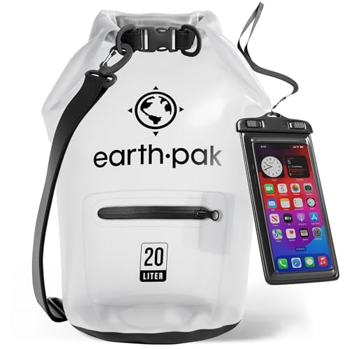 Earth Pak Waterproof Dry Bag with Front Zippered Pocket Keeps Gear Dry for Kayaking Beach Rafting Boating Hiking Camping and Fishing with Waterproof Phone Case - Image 1