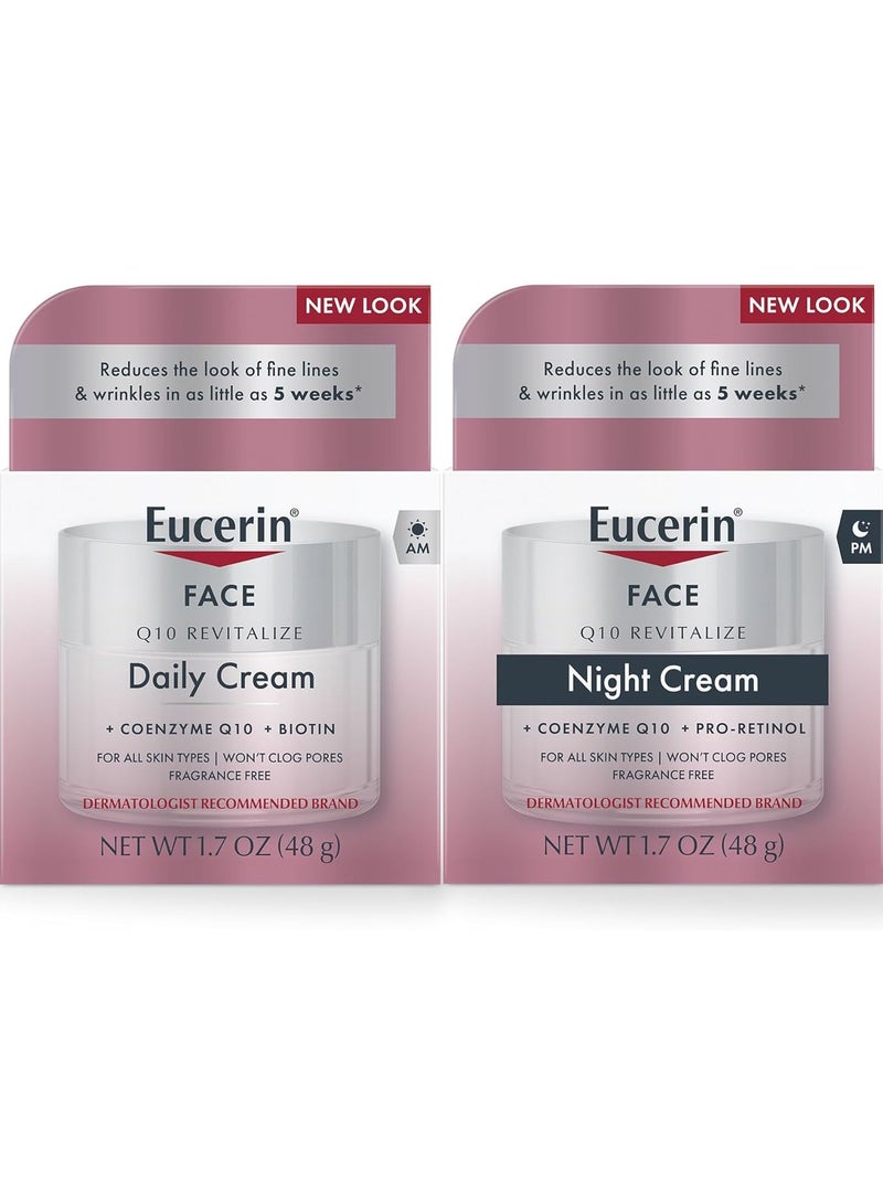 يوسيرين كريم وجه نهاري مضاد للتجاعيد كيو10 وكريم ليلي من يوسيرين1.7 اونصة (عبوتان) - Image 1