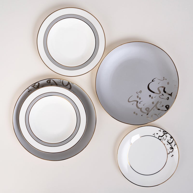 لا ميسا طقم عشاء بورسلان رمادي/أبيض 18 قطعة - Image 1