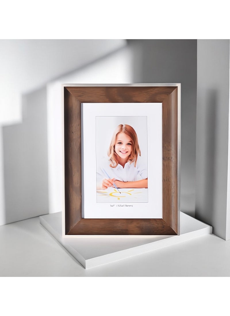 Pack of 2, A4 Photo Frame, Minimalist Rectangular Photo Picture Frame, 21x30centimeter, Walnut Color+ White Wood Grain