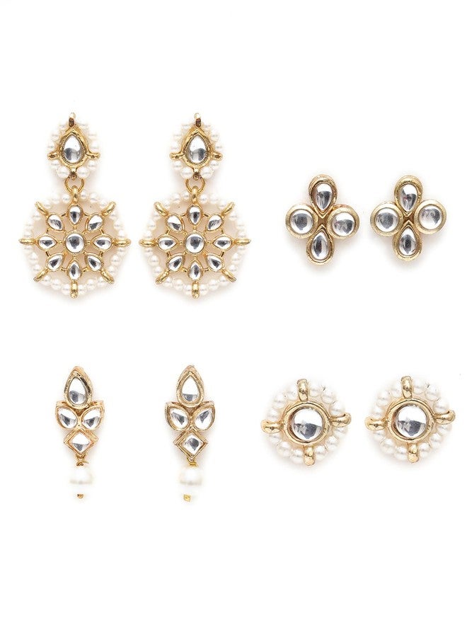 Karatcart Set of 4 Handcrafted Kundan Earrings Combo for Women (33010324) - Image 4