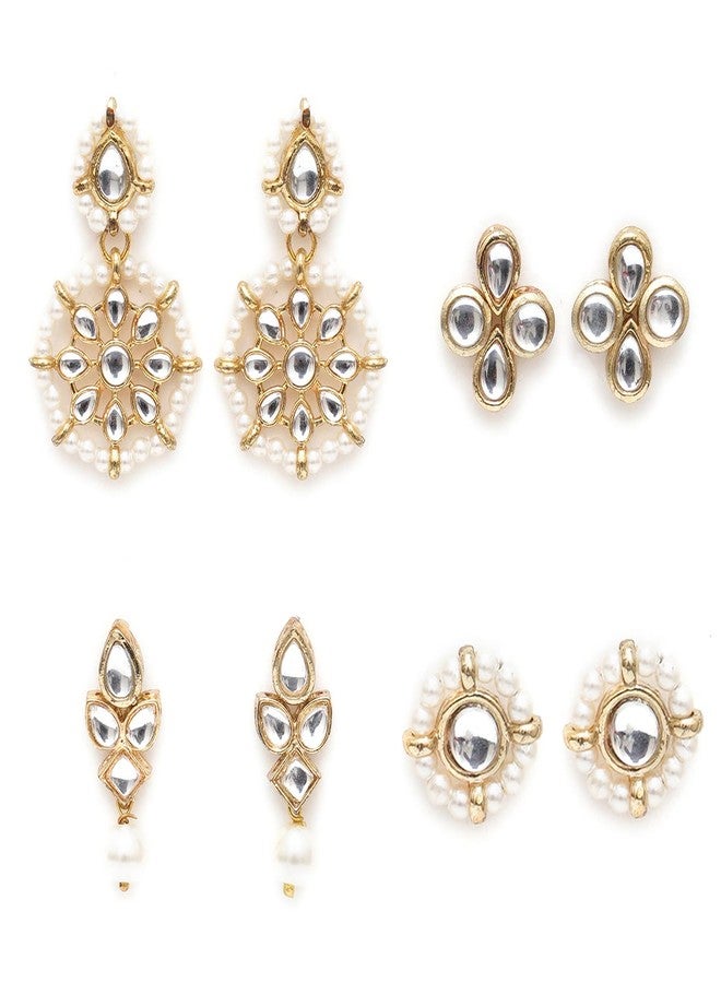 Karatcart Set of 4 Handcrafted Kundan Earrings Combo for Women (33010324) - Image 1