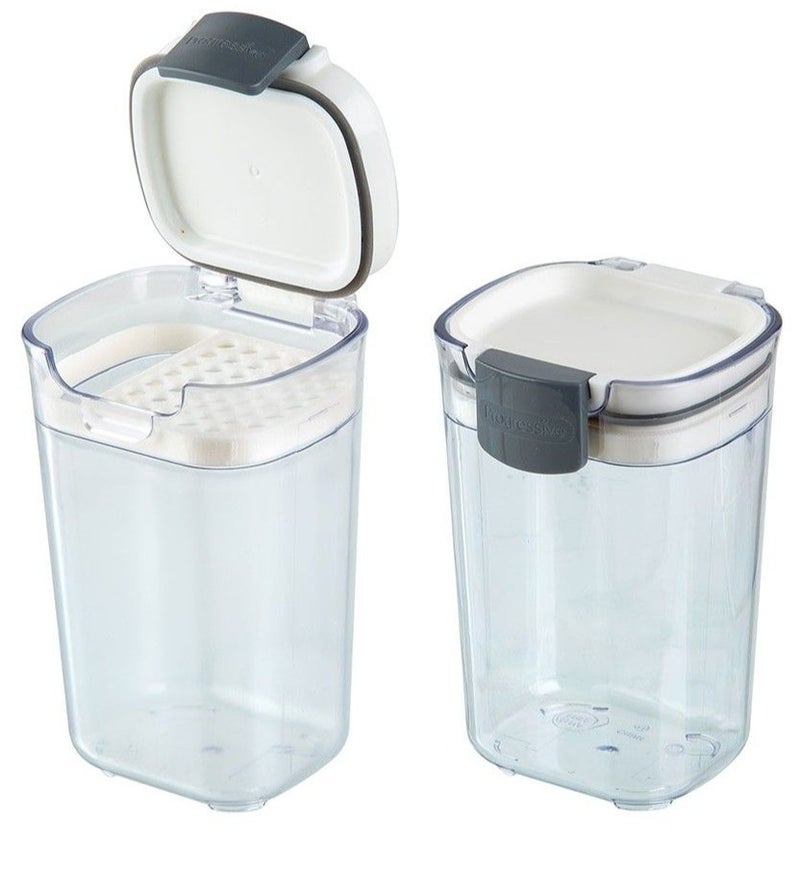 Progressive Set of 2 Seasoning Keepers – Airtight Spice Storage Containers with Flip Lid, Clear Kitchen Organizer for Salt, Pepper & Herbs, Compact Durable Design for Easy Dispensing - Image 1
