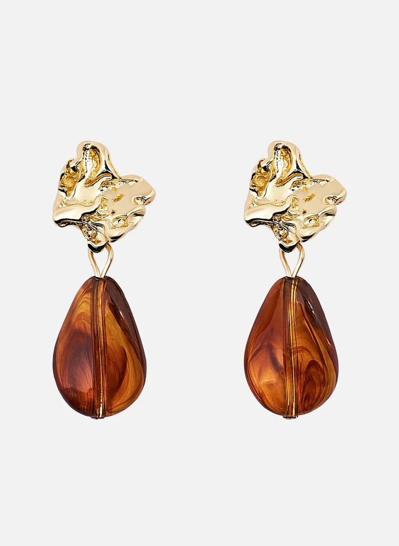 Lichi Complex shaped stud earrings with large stones