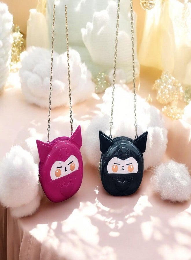 LIGHTER HOUSE Cutest Newest KUROOMI PU Material Round Shape Chlidren Sling Bags- Pack of 01 Pc. - Size 14 cms. - Image 2